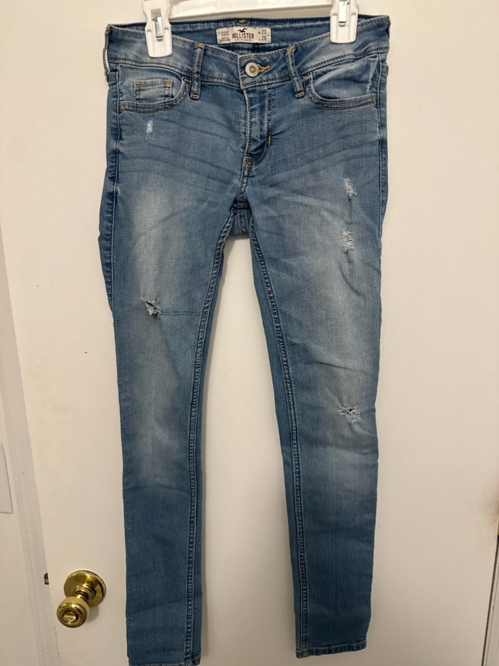 Hollister Women's Light Blue Ripped Skinny Jeans